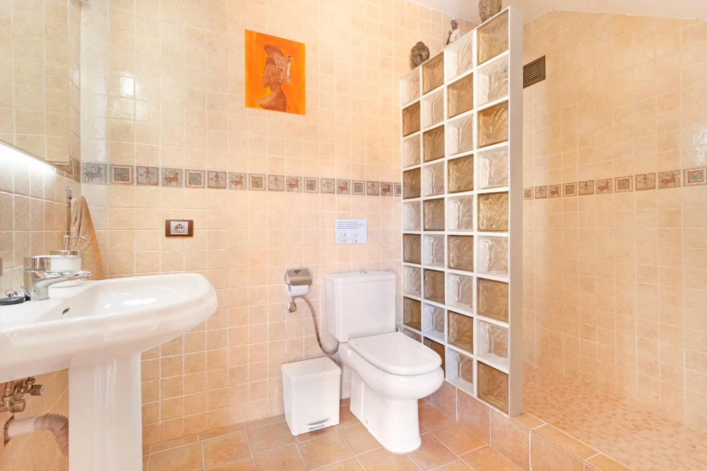 Baño con ducha y azulejo artesanal